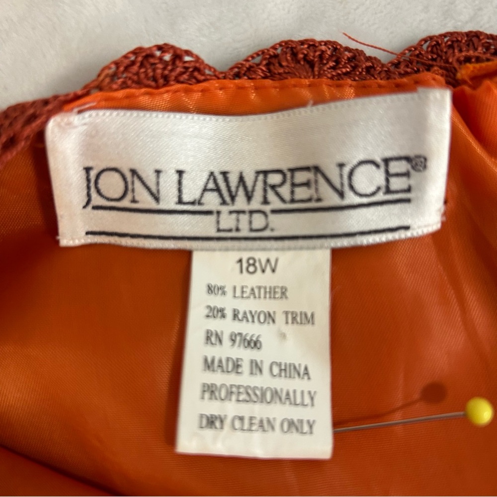 Vintage Jon Lawrence Ltd Orange Patchwork Leather… - image 5